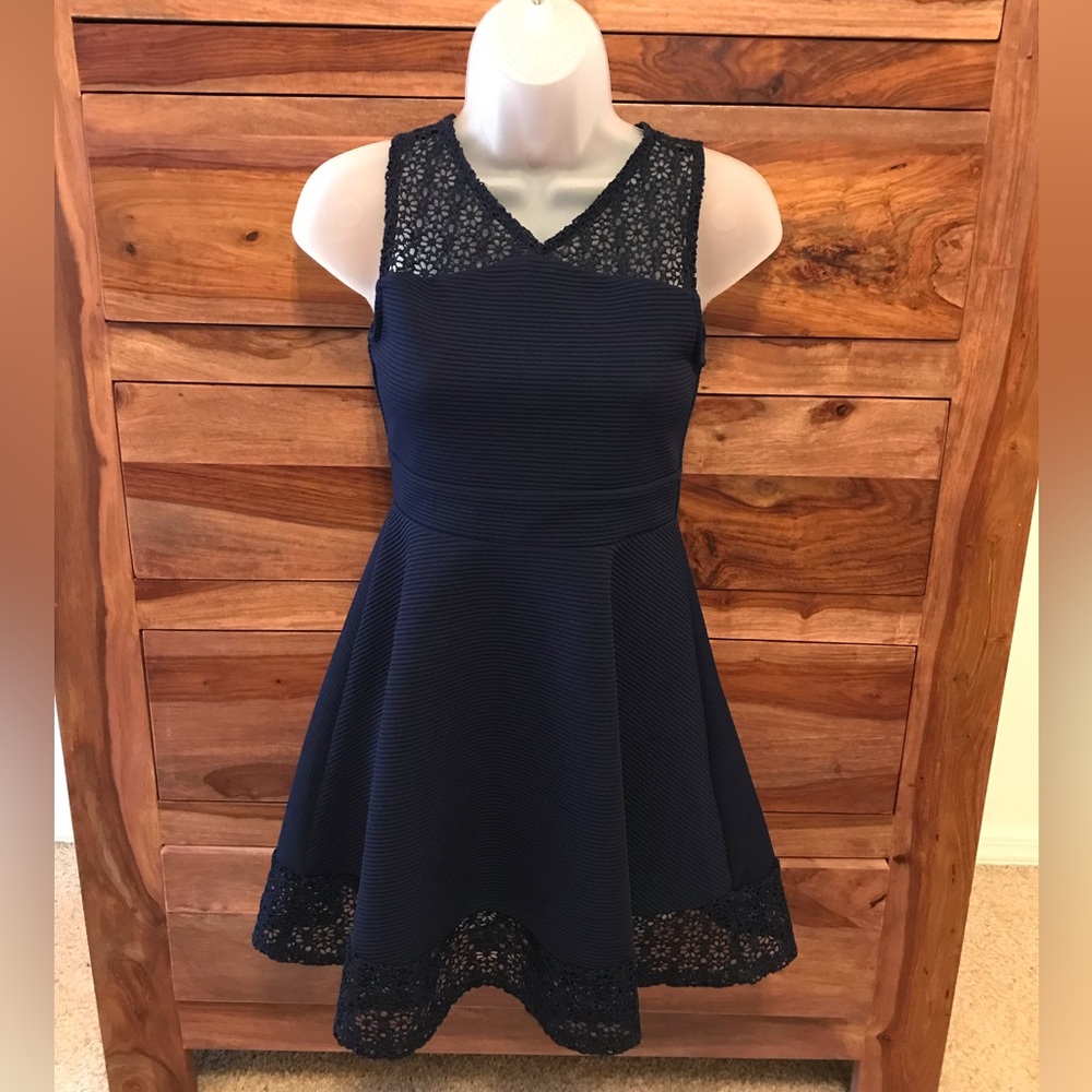 Zunie navy blue fit and flare dress - Picture 3 of 13